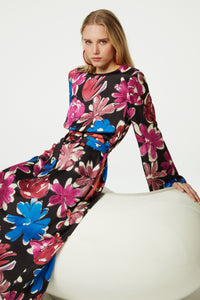 Darina Dress | Black/Bright Blue