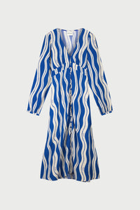 Ana Dress | Cosy White/Cobalt