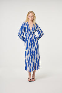 Ana Dress | Cosy White/Cobalt