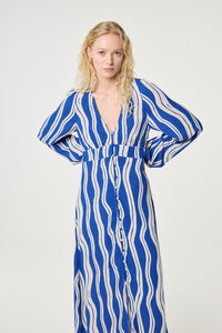 Ana Dress | Cosy White/Cobalt