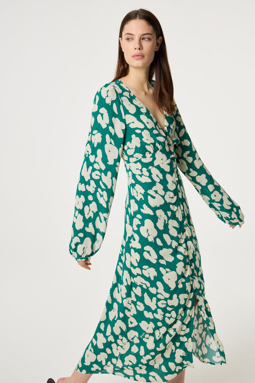 Ana Dress | Evergreen/Cosy White