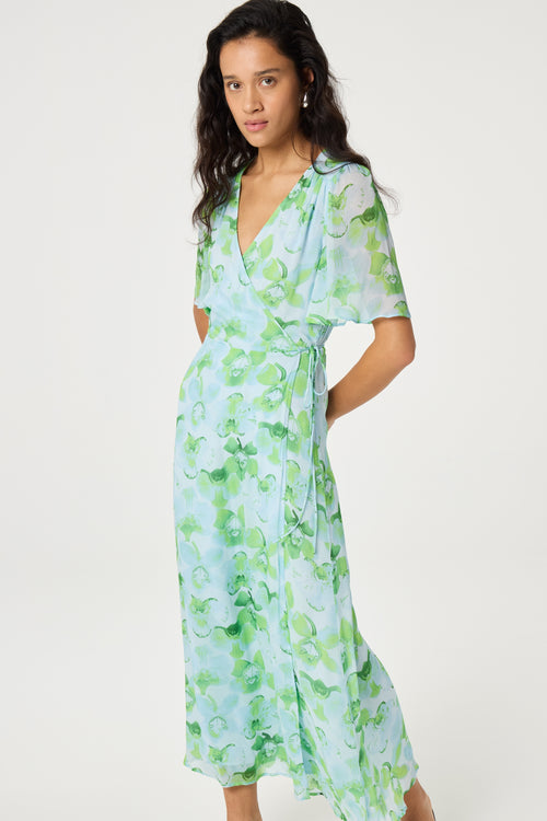 Denise Dress | Light Blue/Green