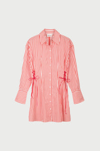 Coletta Red Shirt Stripe Dress | Cosy White/Tangerine Tango