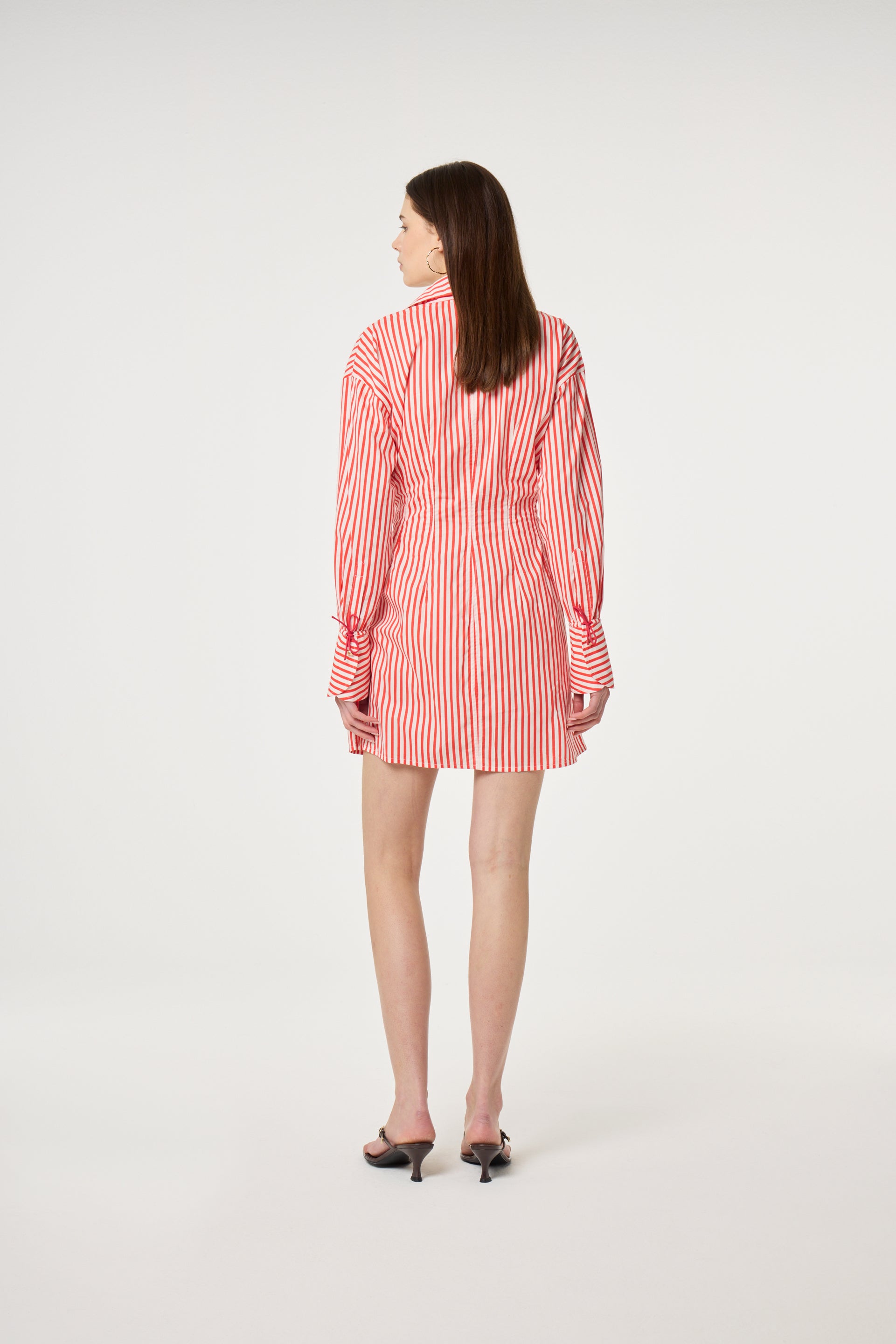 Coletta Red Shirt Stripe Dress | Cosy White/Tangerine Tango