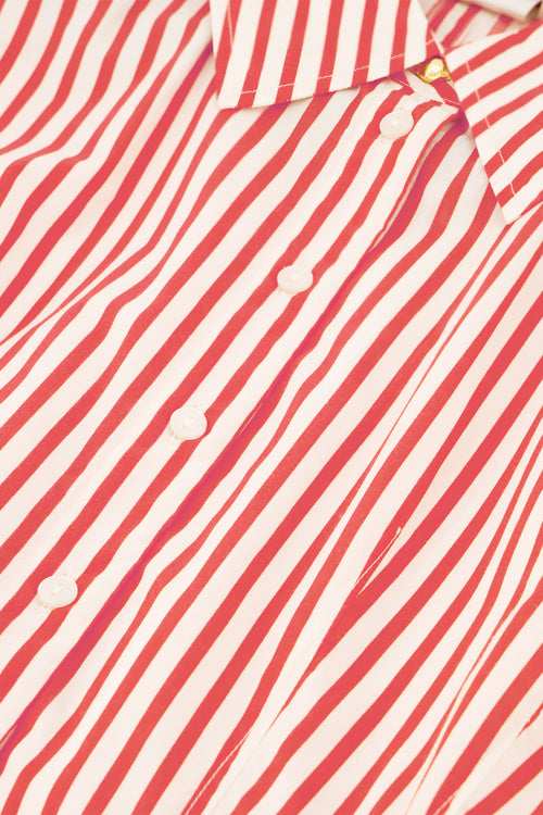 Coletta Red Shirt Stripe Dress | Cosy White/Tangerine Tango