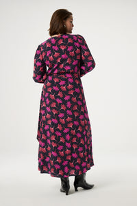 Nia Dress | Black/Cerise Red