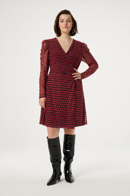 Flake Dress | Black/Cerise Red