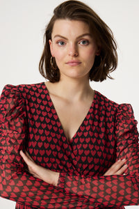 Flake Dress | Black/Cerise Red