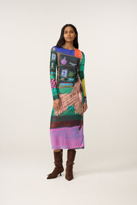 Ashley Dress | Deep Purple/Mandarin Orange