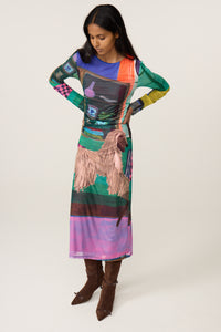 Ashley Dress | Deep Purple/Mandarin Orange