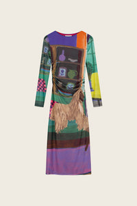 Ashley Dress | Deep Purple/Mandarin Orange