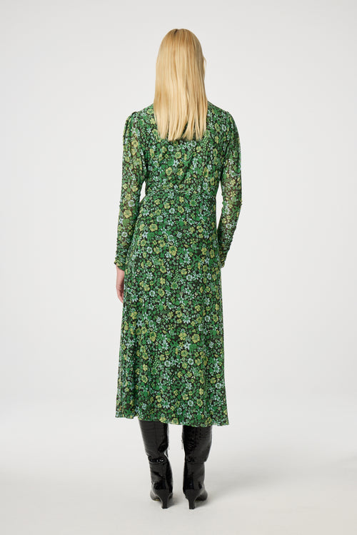 Natalie Dress | Black/Parrot Green