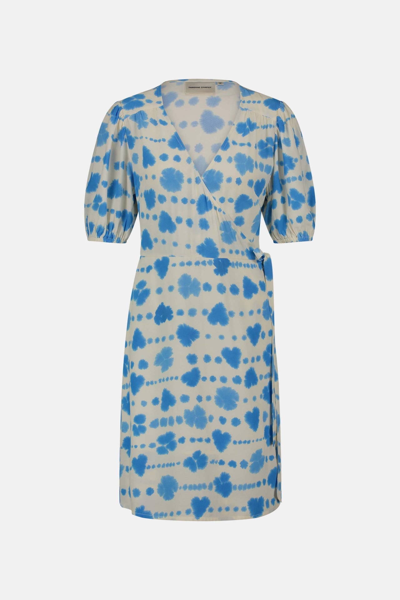 Cleo Wrap Dress | Warm White/Blue Wave