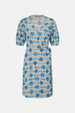 Cleo Wrap Dress | Warm White/Blue Wave