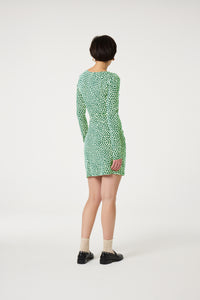 Lilo Short Dress | Green Apple/Warm Whi