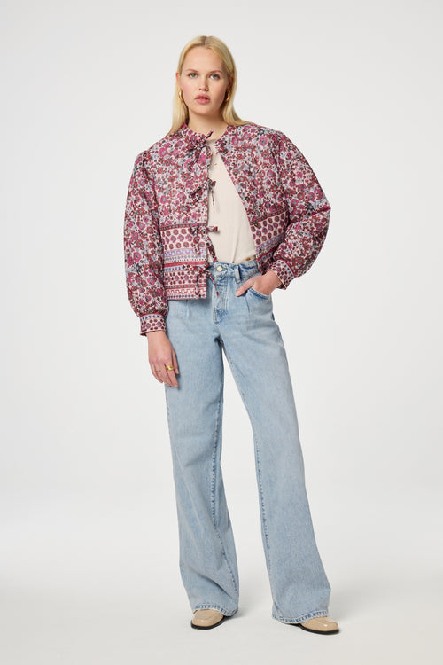 Patty Printed Jacket | Cerise Red/Powder Bl