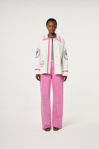 Melodie Embro Jacket | Cosy White