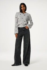 Bonnie Wide Leg - Rhinestone | Washed Dark Grey