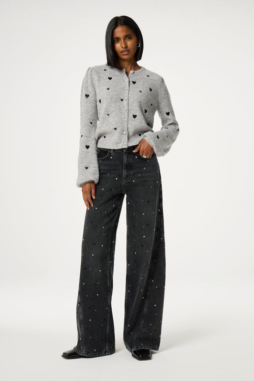 Bonnie Wide Leg - Rhinestone | Washed Dark Grey