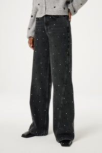 Bonnie Wide Leg - Rhinestone | Washed Dark Grey