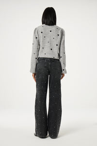 Bonnie Wide Leg - Rhinestone | Washed Dark Grey