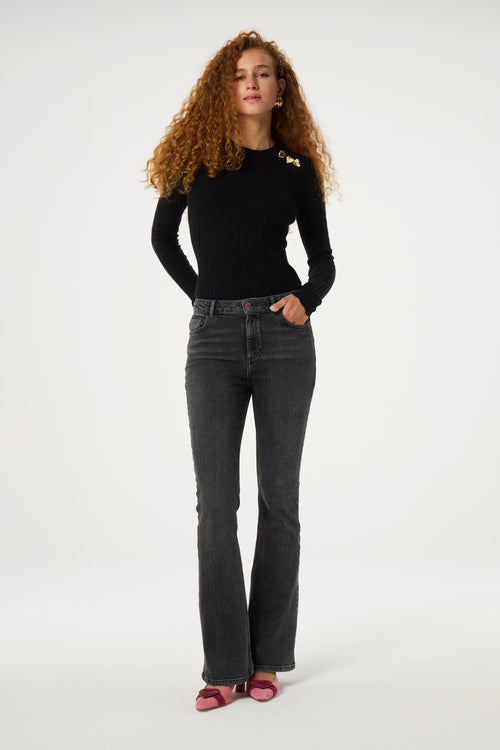 Eva Flare Jeans | Washed Dark Grey
