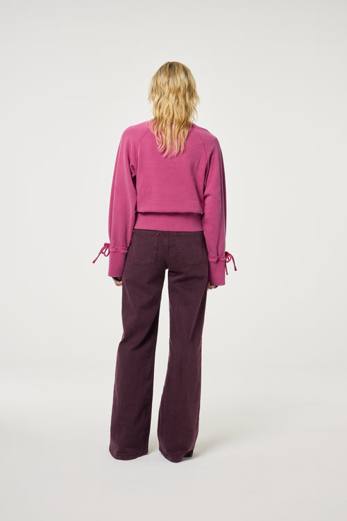 Thea Wide Leg Jeans | Deep Burgundy