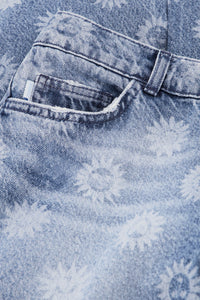 Marie Straight Leg Jeans | Mid Blue Printed