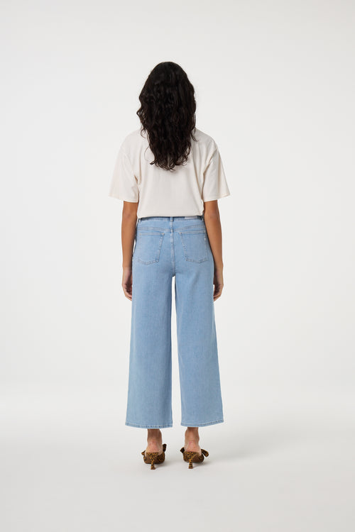 Hayley Wide Leg Cropped Jeans | Mid Blue