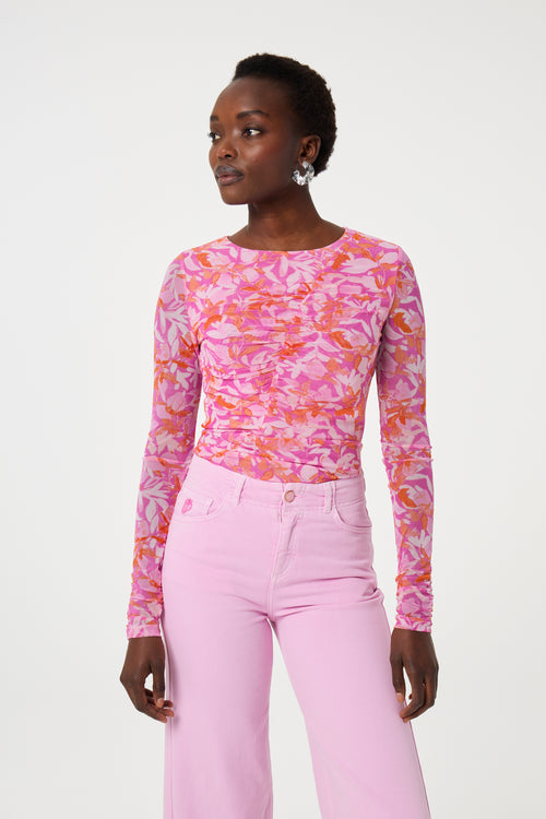 Hayley Wide Leg Cropped Jeans | Pink Glow