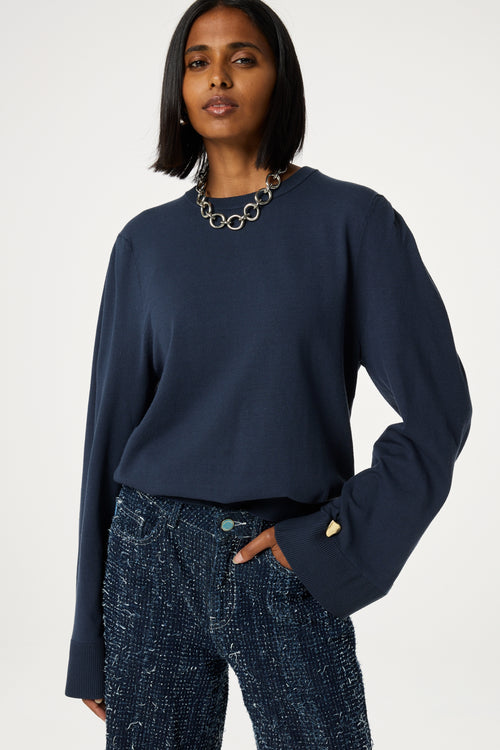 Molly Button Pullover | Nordic Navy