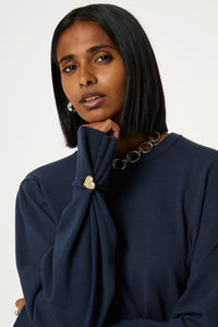 Molly Button Pullover | Nordic Navy