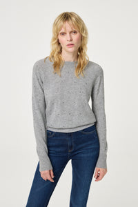 Lidi Rhinestone Pullover | Grey Melange