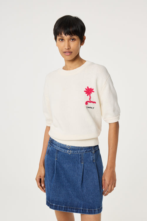 Jiska Short Sleeve Pullover | Cosy White