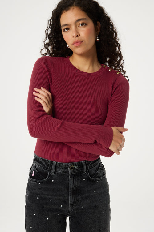 Lillian Slim Pullover | Cerise red