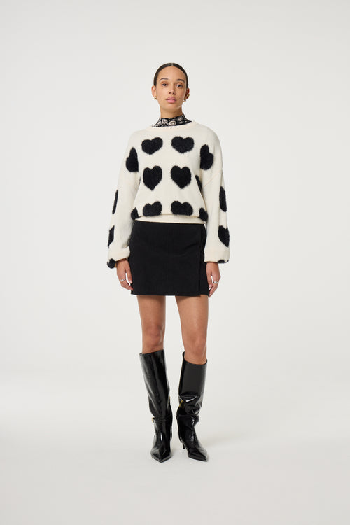 Heart Pullover | Cosy White/Black Ink