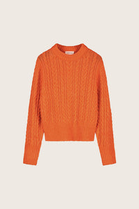 Cable Pullover | Mandarin Orange