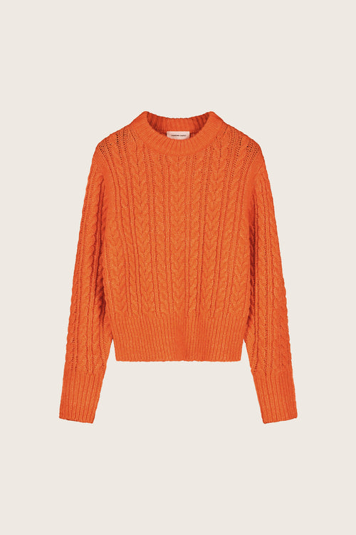 Cable Pullover | Mandarin Orange