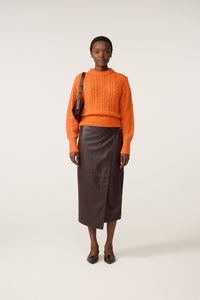 Cable Pullover | Mandarin Orange