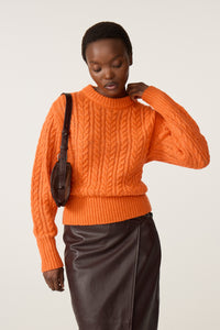 Cable Pullover | Mandarin Orange
