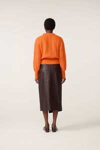 Cable Pullover | Mandarin Orange