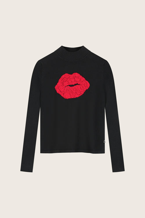 Courtney Lips Pullover | Black