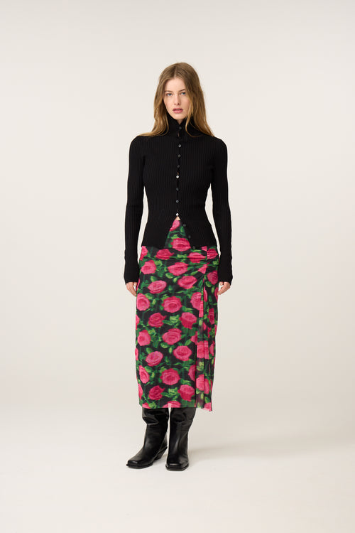 Jessy Midi Skirt | Fab Fuchsia/Black