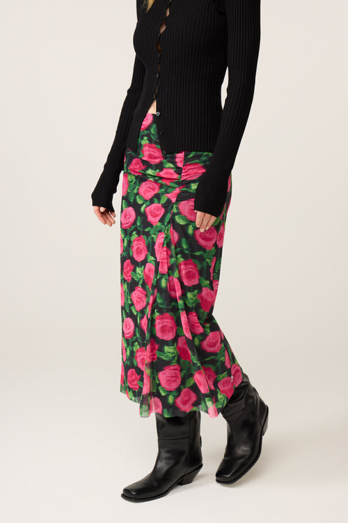 Jessy Midi Skirt | Fab Fuchsia/Black