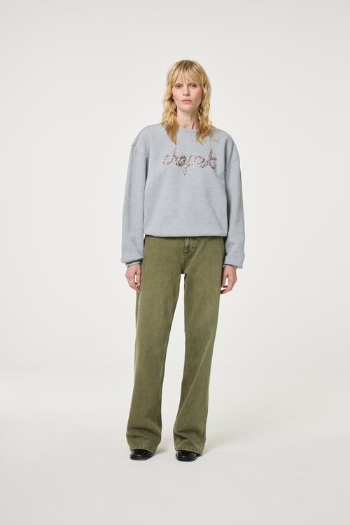 Terry Rhinestone sweater | Dark Grey Melange