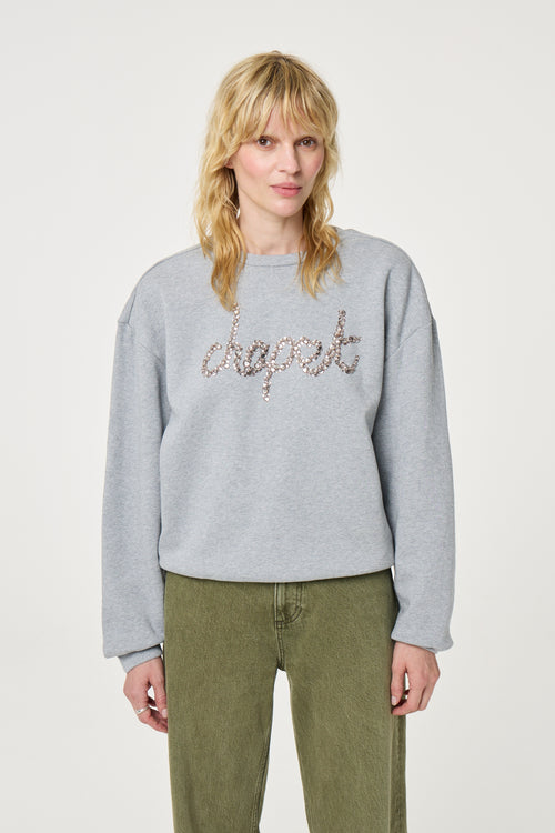 Terry Rhinestone sweater | Dark Grey Melange