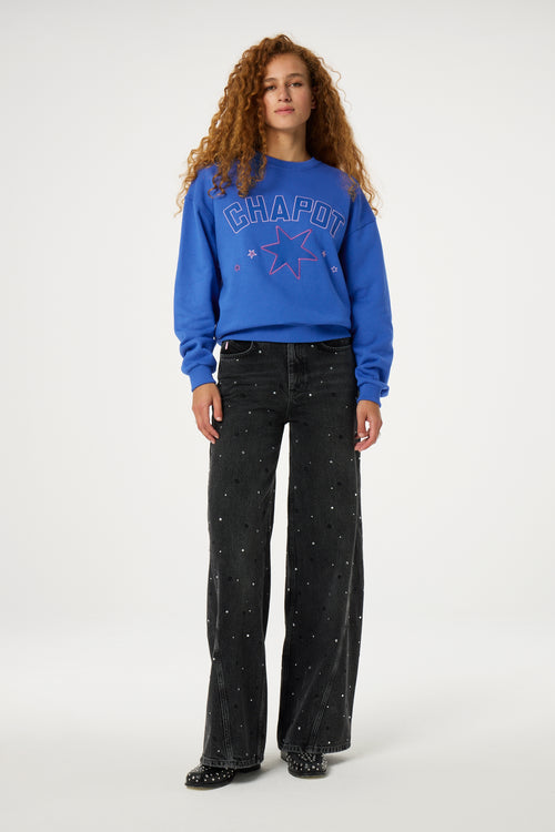 Terry Sport Heart Sweater | Washed Bright Blue