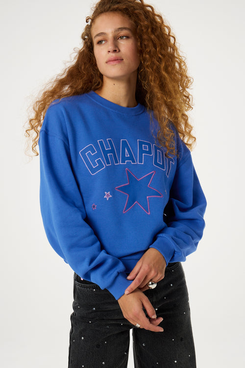 Terry Sport Heart Sweater | Washed Bright Blue