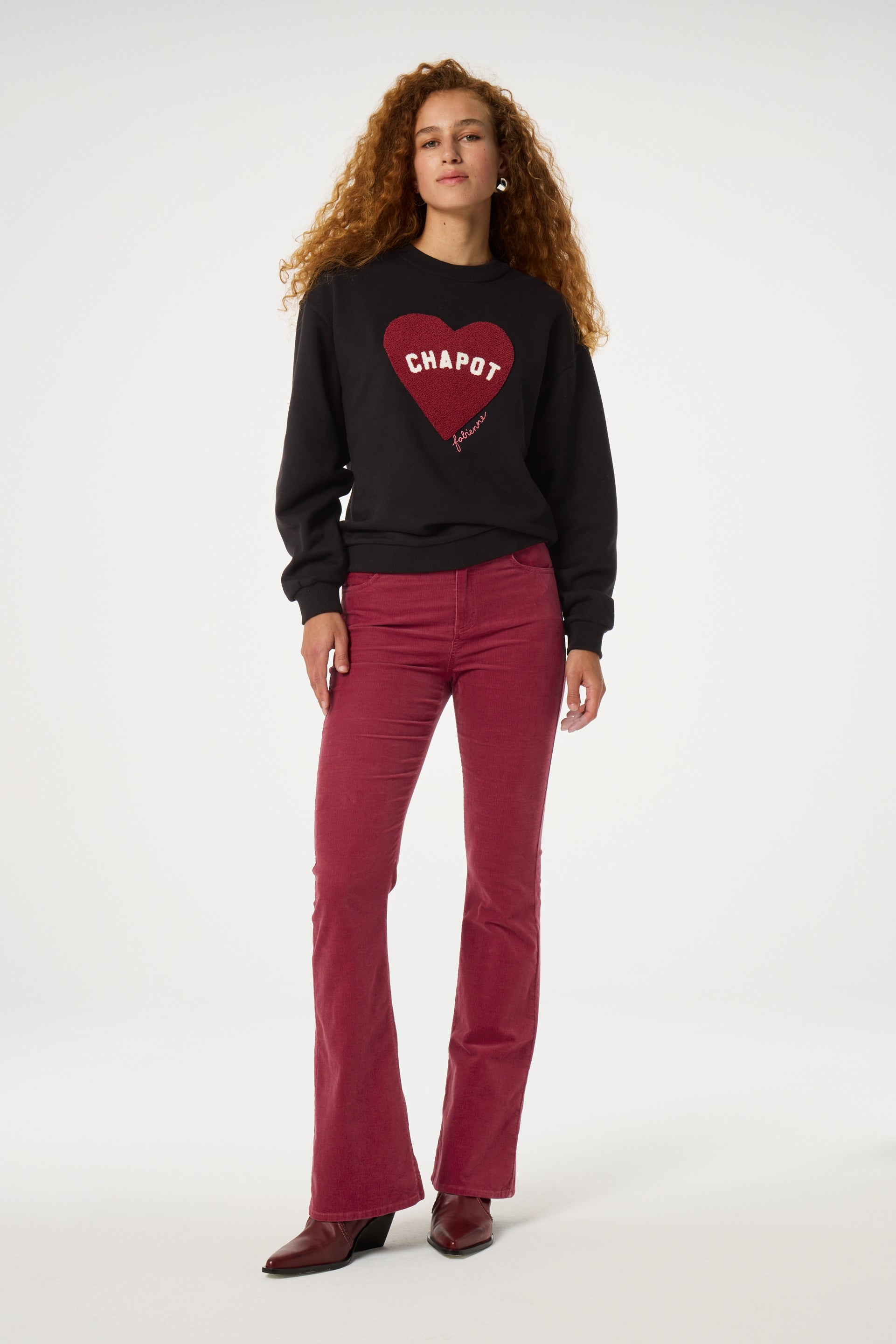 Terry Sport Heart Sweater | Black