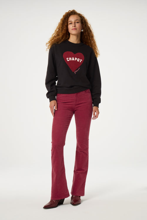 Terry Sport Heart Sweater | Black